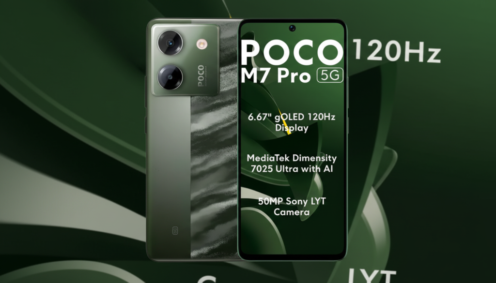 Poco M7 Pro 5G com tela AMOLED de 6,67 polegadas, taxa de atualização de 120 Hz e conectividade 5G ultrarrápida